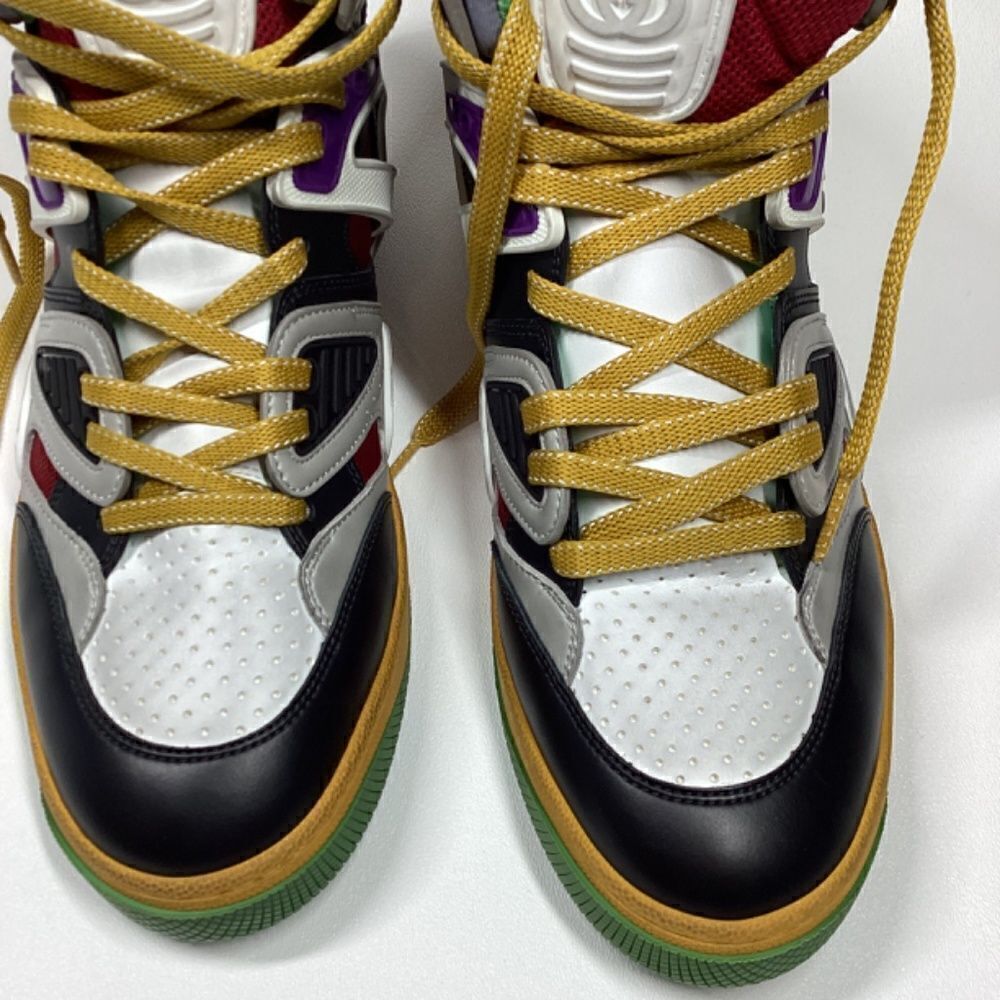 Gucci Evolution Basket High-Top Sneakers Black White Purple Size EU 39.5 - Picture 4 of 17